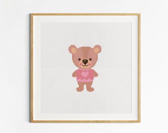 Baby Bear Cross Stitch Pattern: Animal Nursery Decor (PDF Pattern)
