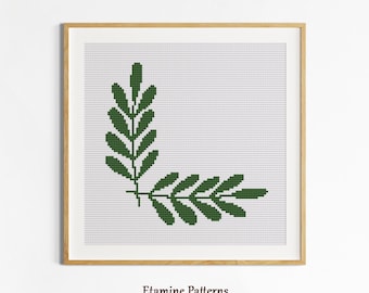 Corner Leaf Cross Stitch Pattern PDF