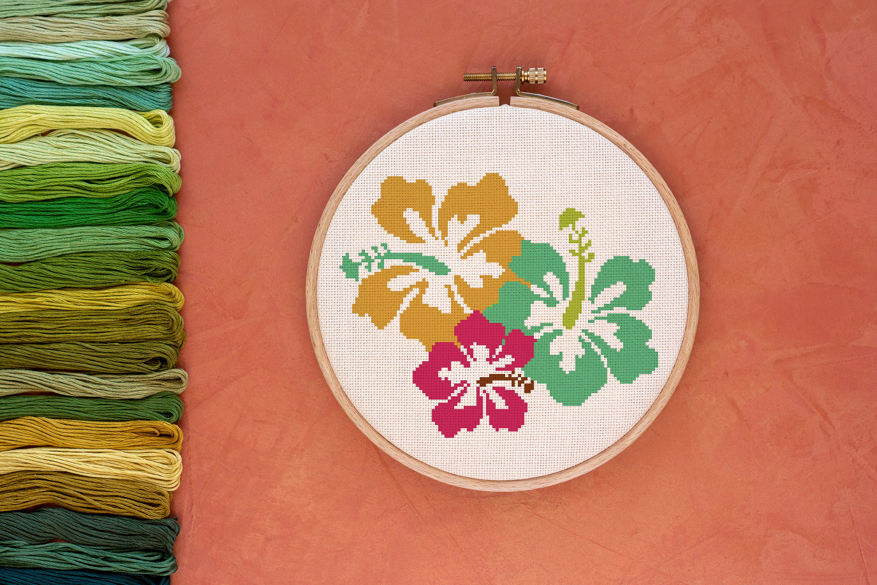 Bunch of Hibiscus Flowers Cross Stitch Pattern Pdf, Plant