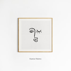 Picasso Inspired Line Art Face Cross Stitch Pdf Pattern, Easy Line Art Cross Stitch Patterns, Contemporary Xstitch, Simple Cross Stitch