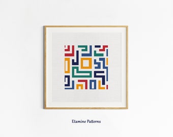 Colorful Design Cross Stitch Pdf Pattern, Mini Cross Stitch, Abstract Embroidery Patterns, Geometric Xstitch, Hand Made Gift Cross Stitch