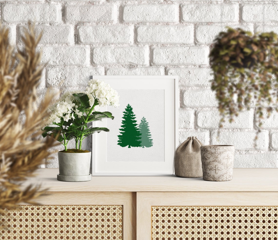 Tall Pine Tree Cross Stitch Pattern Pdf, Christmas Tree Cross Stitch ...