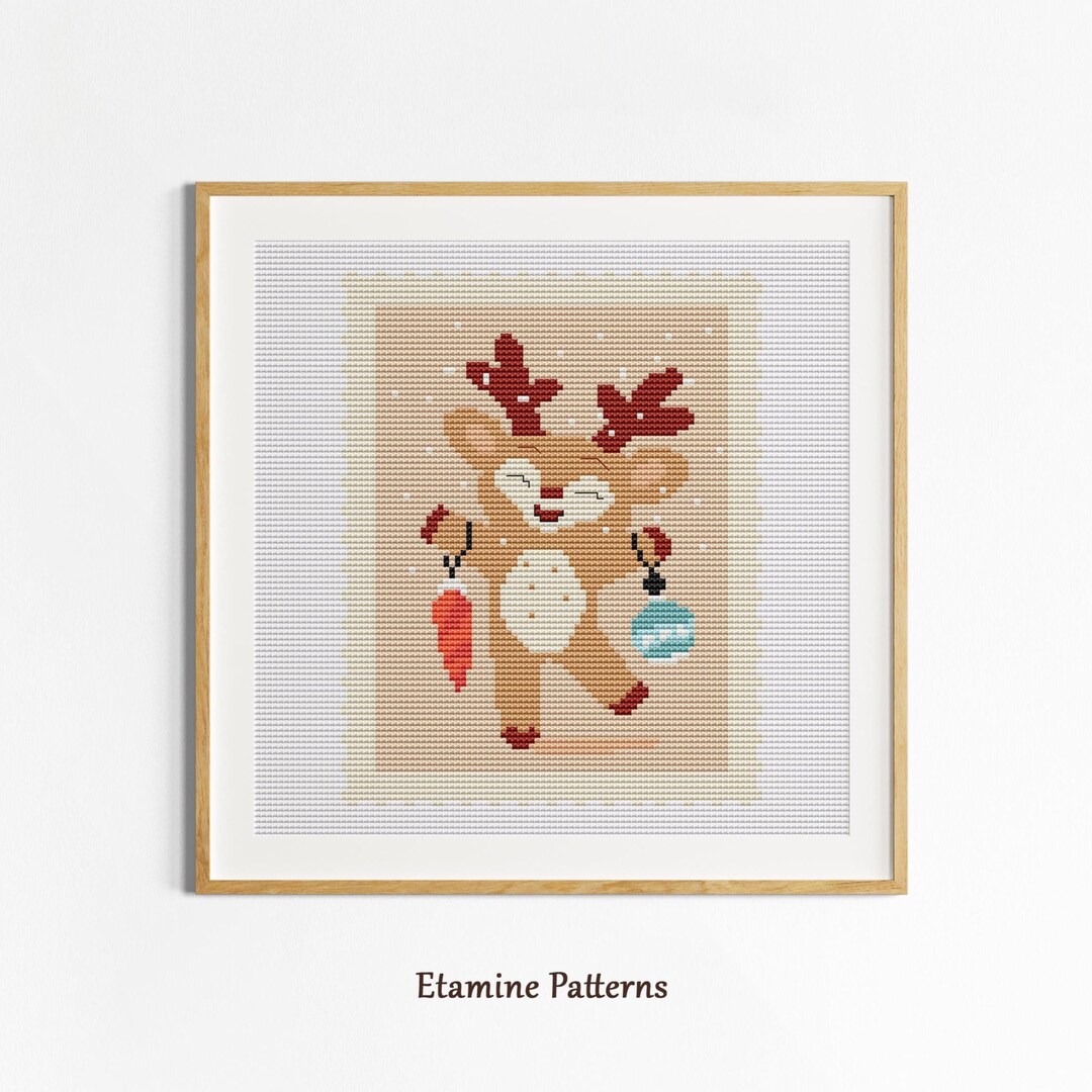 Baby Christmas Reindeer Cross Stitch Pattern PDF, Snowy Winter Design ...