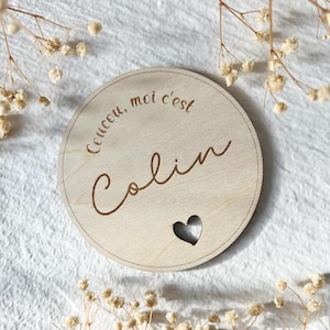 Carte naissance bébé en bois - Annonce naissance avec prénom, Carte prénom bois pour bébé - Cadeau naissance fille et garçon