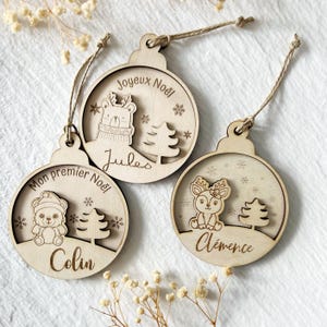 Pallina di Natale in legno personalizzata - Il mio primo Natale - Decorazione personalizzabile per l&#39;albero di Natale