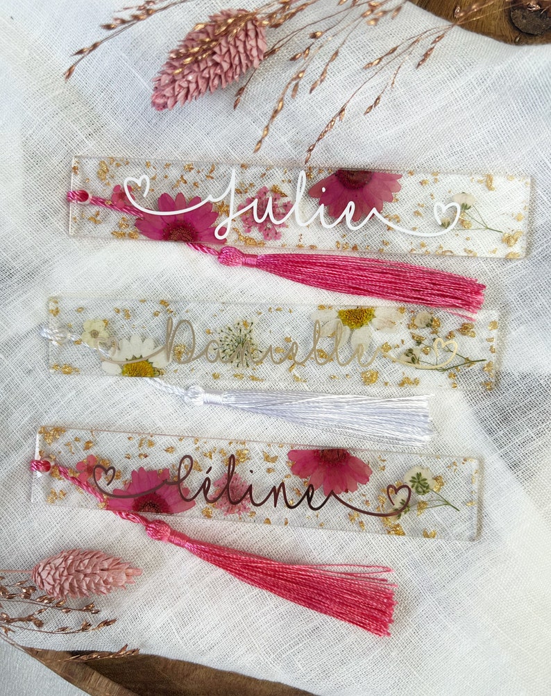 Resin bookmark and reading ring lot with customizable dried flowers image 4