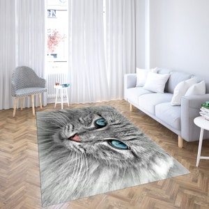 Gray Cat Rug,Aesthetic Rug,Animal Rug,Modern Art Rug,Modern Rug,Abstract Rug,Popular Rug,Soft Rug,İconic Rug,Custom Desing Rug