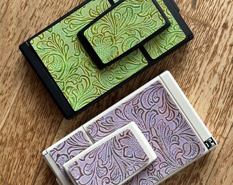 Skin Sx70 Green or Purple Golden Flowers Polaroid Replacement Cover Cubierta Piel SLR680