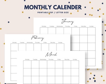Calendrier Vierge Decembre 2023 Imprimer Calendrier Vierge | Etsy