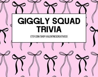 Giggly Squad Podcast-Druck Trivia | Giggly Quiz Spiel | Paige DeSorbo & Hannah Berner Trivia Fragen | Bar Roadtrip Party Urlaubsspiel