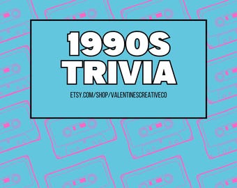 90er Jahre Fragen zum Ausdrucken | 1990er Jahre Quiz Spiel | Neunzigerjahre Trivia | Bar Pub Roadtrip Party Urlaub Klassenzimmer Trivia-Spiel