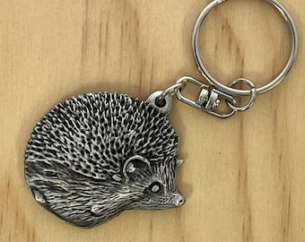Hedgehog Keyring. Made of Fine English Pewter in Gift Pouch