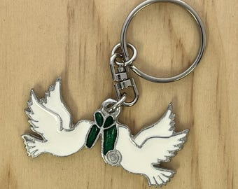 Turtle Dove Keyring. Made of Fine English Pewter in Gift Pouch