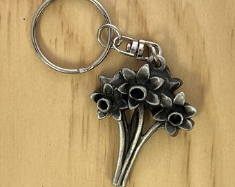 Daffodil Keyring. Made of Fine English Pewter in Gift Pouch