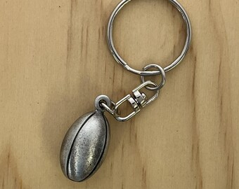 Rugby Ball Keyring. Made of Fine English Pewter in Gift Pouch