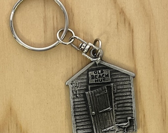 Beach Hut Keyring. Made of Fine English Pewter in Gift Pouch