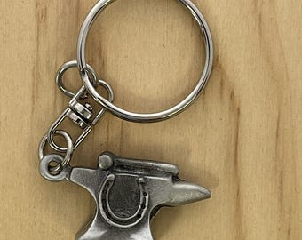 Blacksmiths Anvil Keyring. Made of Fine English Pewter in Gift Pouch