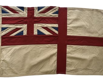 White Ensign Large Flag Fully Sewn Royal Navy 76cm x 43cm Vintage-Look
