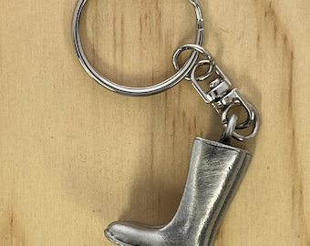 Garden Wellies Keyring. Made of Fine English Pewter in Gift Pouch