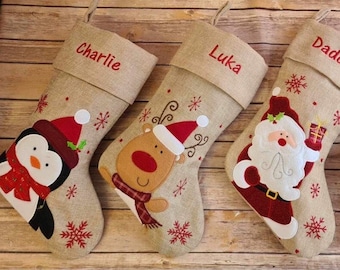 Personalised Christmas stocking embroidered with name. Personalised Christmas stocking. Babies 1st Christmas , Christmas decoration