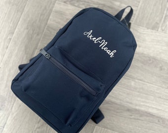 Personalised toddler backpack embroidered with name  navy back pack perfect for small children child's bag