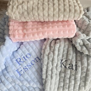 Personalised embroidered baby blanket the perfect gift for newborn baby customised with stitched babies name