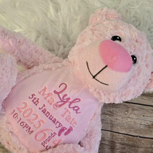 Personalised teddy bear embroidered with babies birth details makes a perfect newborn gift   Customised bear baby gift teddy bear new baby