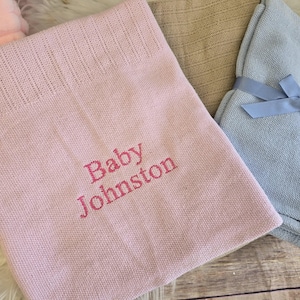 Personalised Cellular cotton baby blanket embroidered with a name makes perfect new baby gift newborn gift baby shower