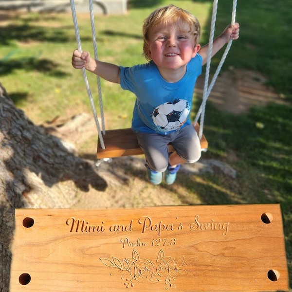 Customizable Real Wood Swing, Anniversary Gift, Wood Gift, Grandparents Gift, Parents Gift, Outdoor Gift