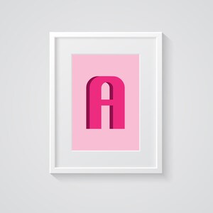 Rosa Buchstabe A Poster Wandkunst • Schlafsaal • Kinderzimmer • Büro • Spielzimmer