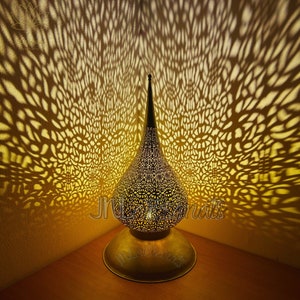 Boho Chic Floor Lantern, Antique Brass Floor Lamp, North African Floor Light, Intricate Brass Filigree, Oriental Brass Floor Lamp