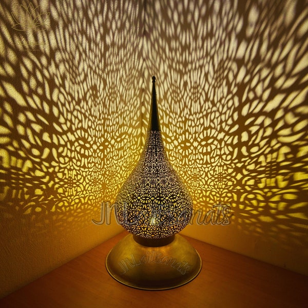 Boho Chic Floor Lantern, Antique Brass Floor Lamp, North African Floor Light, Intricate Brass Filigree, Oriental Brass Floor Lamp