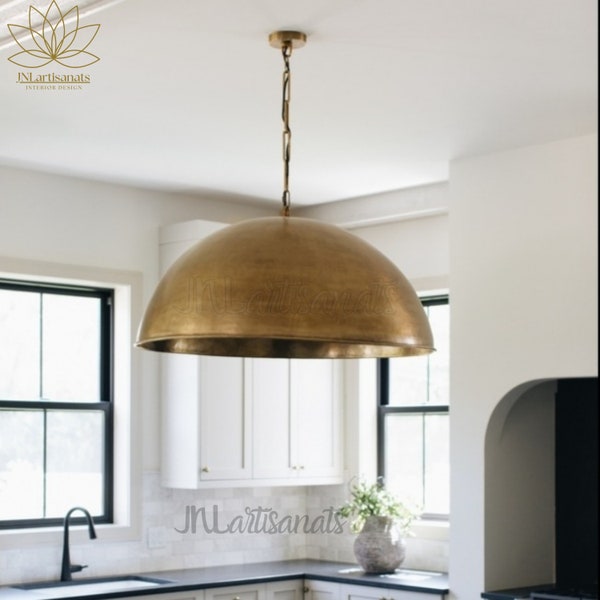 Brass Dome Pendant Light for Your Kitchen Island -Antique Brass Dome Pendant Light - Vintage Charm for Your Island- Stylish and Versatile