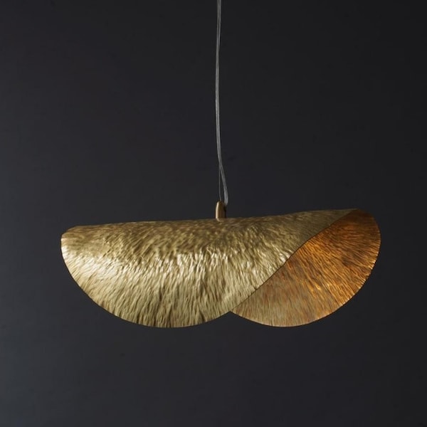 Modern design lotus leaf pendant light in copper, 1.5m cable, adjustable for any room