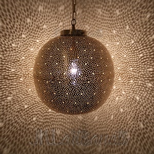 Brass Ball Light ,Moroccan Pendant Light,Antique Vintage,Moroccan Lamp, Copper Handmade, Engraved, New Home Decor, Lighting, Craftsmanship,