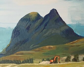 104. Suilven from Loch Borralan.An original acrylic painting by Archie MacArthur. 10"x7"