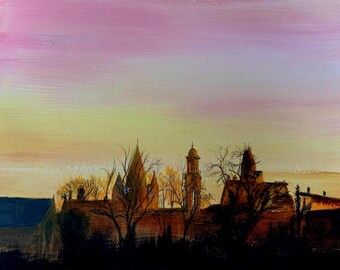 578. Tain Winter Skyline - Giclee Print, Scottish Highlands Art (A4)