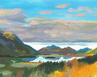 589. Glencoe westwards. Giclee print from original acrylic painting by Archie MacArthur 10"x7"