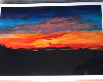 C088. Dunnet Head sunset. A5 Greetings card from painting by Archie MacArthur