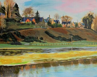 072. Knockbreck Primary School, Tain. An original acrylic painting by Archie MacArthur 10”x7”