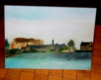 C063. Close of winter day at Knockbreck Primary School, Tain.A5 greetings card from a painting by Archie MacArthur