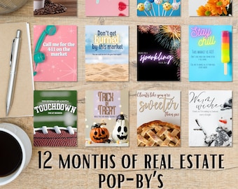 Real Estate Pop-By Tags: 12 Month Marketing (Instant Digital Download)