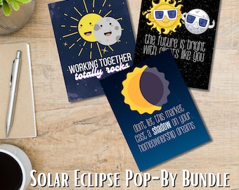 Solar Eclipse Real Estate Pop-By Bundle | Instant Digital Download Printable | April 8 | Rocks, Sun, Moon, Shadow