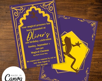 Witch and Wizard Frog Customizable Birthday Party Invitation Canva Template Printable Candy Invite
