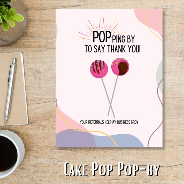 Cake Pop Real Estate Agent Pop-by | Instant Digital Download Printable Pink Cake Popping by Thank You