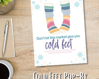 Cold Feet Winter Real Estate Agent Pop-By Instant Digital Download Printable Rainbow Socks Snow