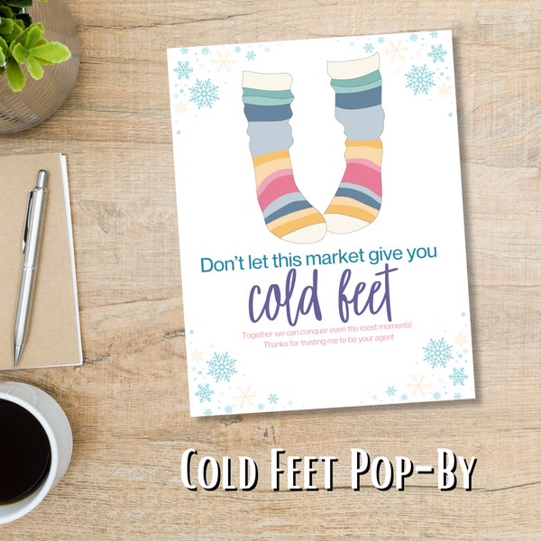 Cold Feet Winter Real Estate Agent Pop-By Instant Digital Download Printable Rainbow Socks Snow