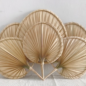 Palm Leaf Hand Fan and Wall Decor Wall Hanging Pendan Fan Boho Woven Home Decor Wall Pediment | Wall Art for Apartment Decoration SET 6