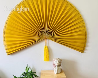 60 Inch Bamboo Wall Fan Decor | Boho Headboard Wall Hanging