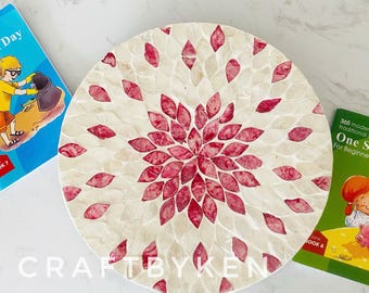 Mother of Pearl Inlay Lazy Susan, Rotating Serving Board (12.5 inch)